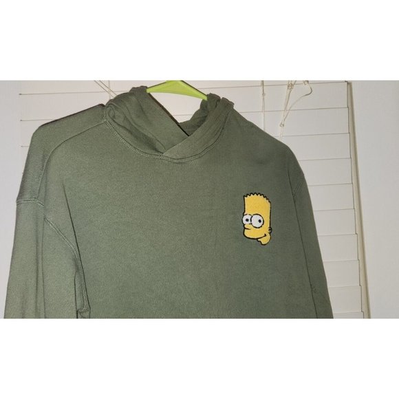 Youth Hooded Sweatshirt BART SIMPSON Old Navy Olive Green LARGE 10/12 - Picture 1 of 9